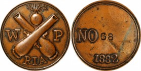 Post-Civil War Military Tokens
Illinois--Rock Island Arsenal. Lot of (2) Unlisted Tokens.
Included are: one very similar to Cunningham-IL280b, but w...