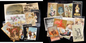 Late 19th and 20th Century Tokens
New York. Lot of (46) 1880s Trade Cards.
Some neat types including a hold-to-light and some hidden object cards. S...
