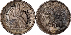 Counterstamps
New York--New York. 16. ST & B'WAY. N.Y. PARISIAN / VARIETIES on the obverse of an 1875 Liberty Seated half dollar. Brunk P-125, Rulau ...
