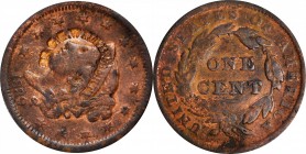 Counterstamps
New Hampshire--Pittsfield. DR. G.G. WILKINS. on an 1839 Head of 1838 Modified Matron Head cent. Brunk W-610, Rulau-NH 106. Host coin Fi...