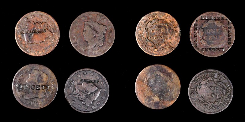 Counterstamps
Lot of (4) Counterstamped U.S. Large Cents.
Includes an 1811 cen...