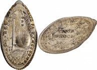 Encased and Elongated Coins
1939 New York World's Fair. Elongated 1854 Arrows Liberty Seated Dime. Martin-Dow N.Y-WF(1)-4g. Mint State.
Estimate: $1...