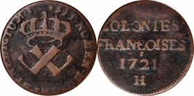 Sou, or 9 Deniers
1721-H Sou, or 9 Deniers. La Rochelle Mint. Martin 3.6-B.12, W-11830. Rarity-7. Fine.
90.5 grains.
PCGS# 158632.
Collector envel...