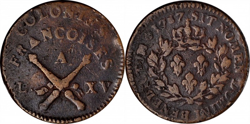 Sou
1767-A Sou. Paris Mint. Breen-700. No RF Counterstamp. Very Fine, Edge Bump...