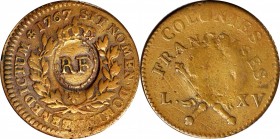 Sou
1767-A Sou. Paris Mint. Breen-701. RF Counterstamp. Very Fine, Cleaned, Reverse Scratches.
181.3 grains.
PCGS# 158637.
Estimate: $150