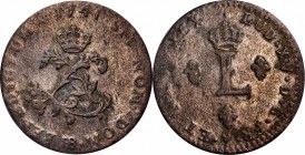 Sou Marque
1741-BB Sou Marque. Strasbourg Mint. Vlack-253. Rarity-1. Fine, Cleaned.
27.8 grains.
PCGS# 158659.
Collector envelope included.
Estim...