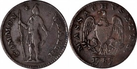 Massachusetts Half Cent
1787 Massachusetts Half Cent. Ryder 5-A, W-5960. Rarity-3. Fine-12.
Estimate: $100