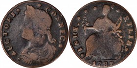 Connecticut Copper
1787 Connecticut Copper. Miller 32.2-X.1, W-3220. Rarity-2. Draped Bust Left. Fine.
132.6 grains.
PCGS# 370.
Collector envelope...