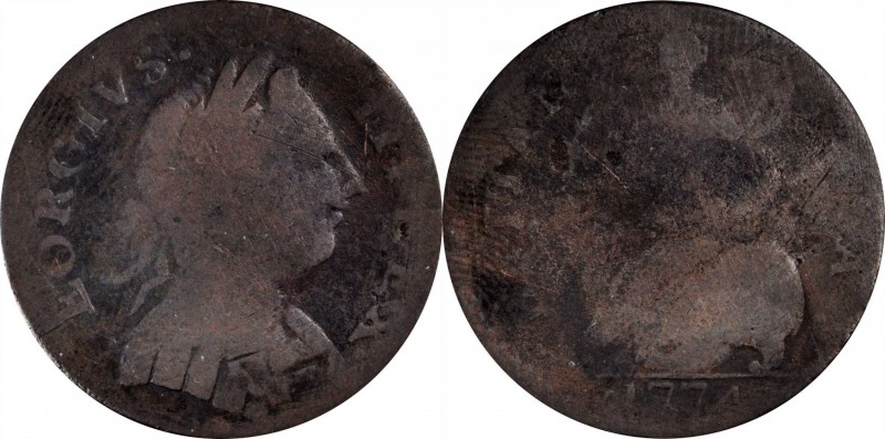 Machin's Mills Halfpenny
1774 Machin's Mills Halfpenny. Vlack 5-74A, W-7760. Ra...
