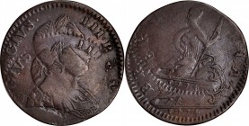 Contemporary Counterfeit English Halfpenny
1774 Contemporary Counterfeit English Halfpenny. George III Type--Double Struck--Choice Very Fine.
102.0 ...