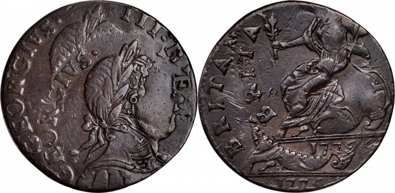 Contemporary Counterfeit English Halfpenny
1775 Contemporary Counterfeit Englis...