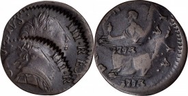 Contemporary Counterfeit English Farthing
1773 Contemporary Counterfeit English Farthing. George III Type--Double Struck--Choice Very Fine.
45.0 gra...