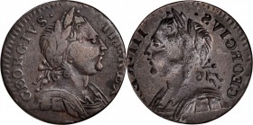 Contemporary Counterfeit English Farthing
Undated Contemporary Counterfeit English Farthing. George III Type--Obverse Brockage--Choice Very Fine.
55...