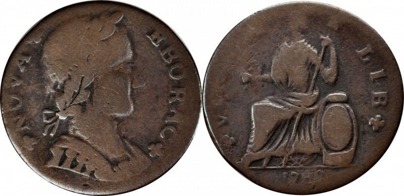 Nova Eborac Copper
1787 Nova Eborac Copper. W-5755. Rarity-3. Medium Bust, Seat...