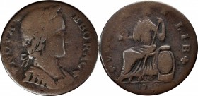 Nova Eborac Copper
1787 Nova Eborac Copper. W-5755. Rarity-3. Medium Bust, Seated Figure Left. Very Good, Rough.
119.1 grains.
PCGS# 478. NGC ID: 2...