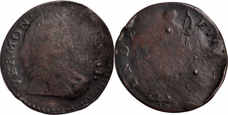 Vermont Copper
1788 Vermont Copper. RR-22, Bressett 10-Q, W-2165. Rarity-4. Bus...