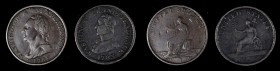 Military Bust Copper
Lot of (2) 1783 Washington Portrait Coppers. Fine, Scratches, Environmental Damage.
Included are: Large Military Bust; and Drap...