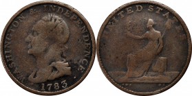 Draped Bust Copper
"1783" (ca. 1860) Draped Bust Copper. Musante GW-108, Baker-5, Vlack 20-P, W-10410. With Button. Very Good.
99.2 grains.
PCGS# 6...
