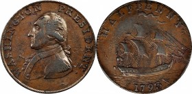 Ship Halfpenny
1793/2 Ship Halfpenny. Musante-20, Baker-18, W-10855. Copper. Lettered Edge. Extremely Fine.
157.2 grains.
PCGS# 734. NGC ID: 2B7J....