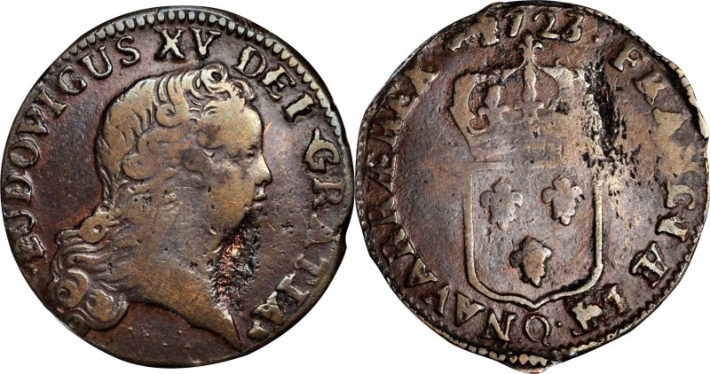 World Coins Used in Early America
France. 1723-Q Sol au buste enfantin. Perpign...