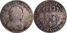 World Coins Used in Early America
France. 1716-A 1/4 Ecu Vertugadin. Paris Mint. Gadoury-302--Overstruck on a 1710 1/4 Ecu aux 3 couronnes, Gadoury-1...