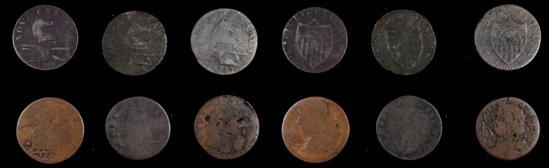 Miscellaneous Colonial and Related Coinage
Lot of (6) Connecticut and New Jerse...
