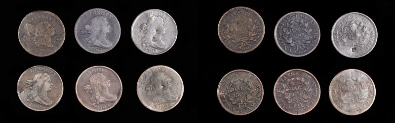 Liberty Cap Half Cent
Lot of (6) Liberty Cap and Draped Bust Half Cents.
Inclu...