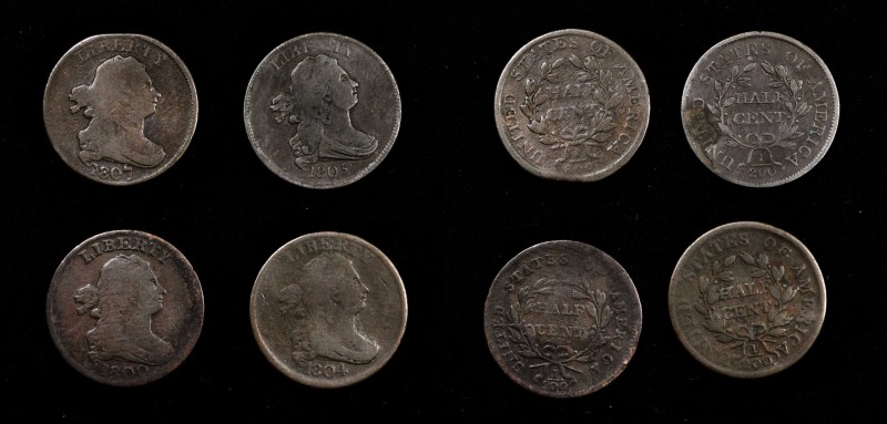 Draped Bust Half Cent
Lot of (4) Draped Bust Half Cents.
Included are: 1800 Ve...