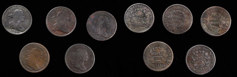 Draped Bust Half Cent
Lot of (5) 1804 Draped Bust Half Cents.
Included are: Sp...