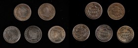 Classic Head Half Cent
Lot of (5) 1809 Classic Head Half Cents.
Included are: Fine, cleaned, obverse scrape; Very Good, recolored; Very Good, old cl...
