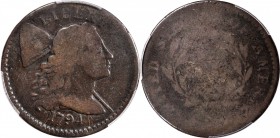 Liberty Cap Cent
1794 Liberty Cap Cent. S-65. Rarity-1. Head of 1794. AG-3 (PCGS).
PCGS# 901374. NGC ID: 223M.
Estimate: $100