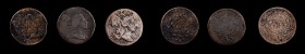 Liberty Cap Cent
Lot of (3) 1794 Liberty Cap Cents. Head of 1794.
Included are: Very Fine, corroded; Very Good, environmental damage; and Fair-About...