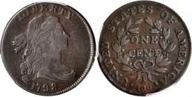 Draped Bust Cent
1798 Draped Bust Cent. S-174. Rarity-2-. Style II Hair. Fine Details--Bent (PCGS).
PCGS# 1434.
Estimate: $300
