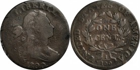 Draped Bust Cent
1800/79 Draped Bust Cent. S-195. Rarity-5. Style II Hair. Very Good, Scratches, Edge Damage.
PCGS# 1455. NGC ID: 2U57.
Collector e...