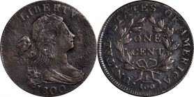 Draped Bust Cent
1800 Draped Bust Cent. S-206. Rarity-3. Extremely Fine, Heavy Porosity.
PCGS# 1449. NGC ID: 2248.
Cardboard 2x2 with attribution n...