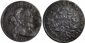 Draped Bust Cent
1801 Draped Bust Cent. S-215. Rarity-4+. Very Fine, Heavy Porosity, Dark.
PCGS# 1458. NGC ID: 224B.
Collector envelope with attrib...