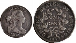 Draped Bust Cent
1802 Draped Bust Cent. S-230. Rarity-1. Fine-12 (PCGS).
PCGS# 1470. NGC ID: 224E.
Estimate: $200