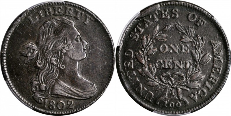 Draped Bust Cent
1802 Draped Bust Cent. S-232. Rarity-1. EF Details--Environmen...