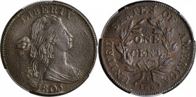 Draped Bust Cent
1803 Draped Bust Cent. S-263. Rarity-3. Small Date, Small Fraction. EF Details--Excessive Corrosion (PCGS).
PCGS# 1482. NGC ID: 224...