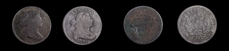 Draped Bust Cent
Lot of (2) 1797 Draped Bust Cents.
Included are: Reverse of 1...