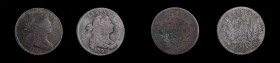 Draped Bust Cent
Lot of (2) 1797 Draped Bust Cents.
Included are: Reverse of 1795, Gripped Edge, Good, corroded; and Reverse of 1797, Stems to Wreat...