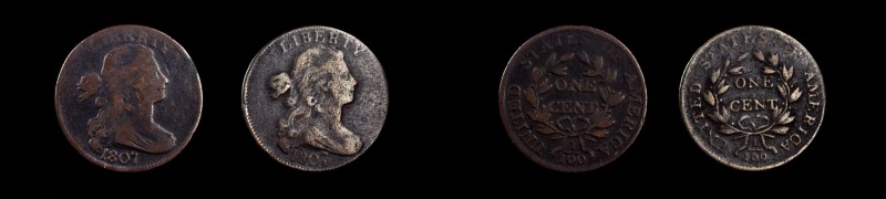 Draped Bust Cent
Lot of (2) 1807-Dated Draped Bust Cents.
Included are: 1807/6...