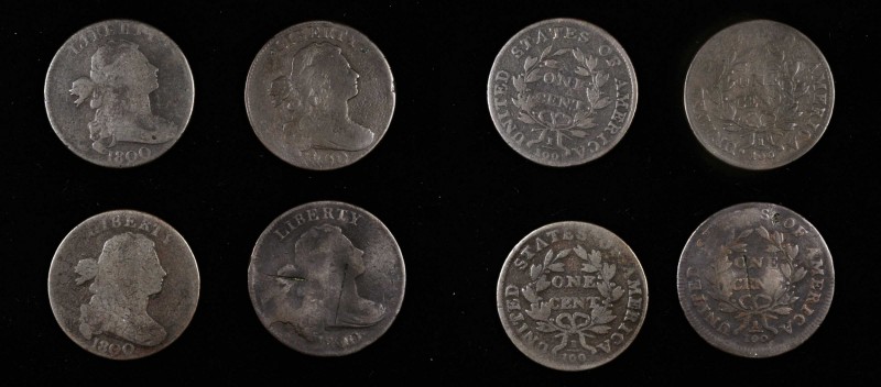 Draped Bust Cent
Lot of (4) 1800-Dated Draped Bust Cents.
Included are: 1800/7...