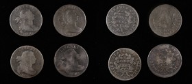 Draped Bust Cent
Lot of (4) 1800-Dated Draped Bust Cents.
Included are: 1800/79 Style II Hair, Good; 1800 Fine, porous, surface damage; and (2) 1800...