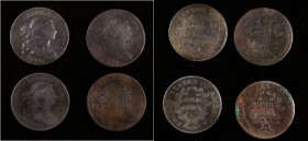 Draped Bust Cent
Lot of (4) 1803 Draped Bust Cents.
Included are: Small Date, Small Fraction: Fine, corroded, bent, surfaces smoothed; Very Good, co...