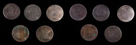 Draped Bust Cent
Lot of (5) 1798 Draped Bust Cents.
Included are: Style I Hair: Extremely Fine, corroded; Very Good, heavy porosity; Fair; Style II ...