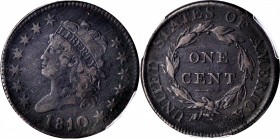 Classic Head Cent
1810/09 Classic Head Cent. S-281. Rarity-1. VF Details--Environmental Damage (PCGS).
PCGS# 1552.
J.R. Grellman tag with attributi...