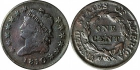 Classic Head Cent
1810 Classic Head Cent. S-285. Rarity-2. Fine, Cleaned.
PCGS# 1549.
Estimate: $150