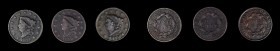 Matron Head Cent
Lot of (3) 1818 Matron Head Cents.
Included are: Very Fine, corrosion; Fine, granular; and Very Good, rough.
Cardboard 2x2s with a...