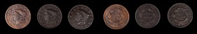 Matron Head Cent
Lot of (3) Matron Head Cents.
Included are: 1816 Fine; 1817 13 Stars, Very Good, cleaned; and 1818 Very Fine, granular.
Cardboard ...